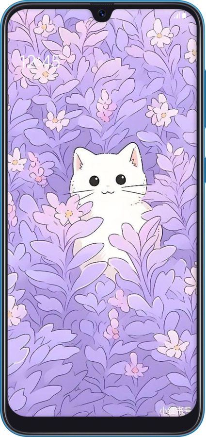 TPU чехол Котик в цветах для Samsung Galaxy A20 2019 A205F - 6390b-1761 изображение 