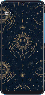 3D пластиковый матовый чехол Celestial Harmony: Sun & Moon Gold Mystic Pattern для Samsung Galaxy A30 2019 A305F - 6778m-1670 изображение 