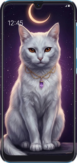3D пластиковий матовий чехол Mystic White Cat Gothic Dark Purple Gold для Samsung Galaxy A30 2019 A305F - 6805m-1670 изображение 