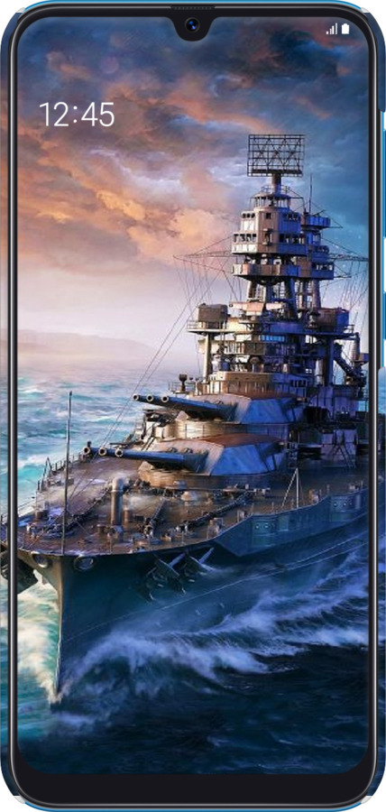 3D пластиковый матовый чехол Военный корабль, world of tanks, wargaming для Samsung Galaxy A30 2019 A305F - 6461m-1670 изображение 