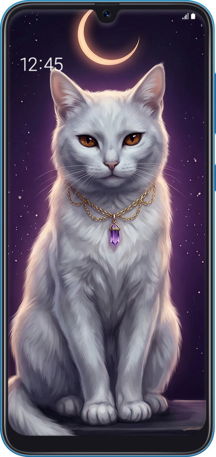 2D пластиковый чехол Mystic White Cat Gothic Dark Purple Gold для Samsung Galaxy A30 2019 A305F - 6805t-1670 изображение 
