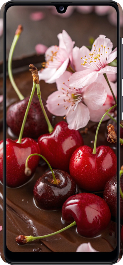 3D пластиковий матовий чехол Вишня у шоколаді для Samsung Galaxy A31 A315F - 6698m-1908 изображение 