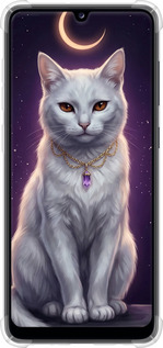Силикон с усиленными углами чехол Mystic White Cat Gothic Dark Purple Gold для Samsung Galaxy A31 A315F - 6805sp-1908 изображение 