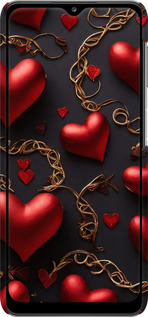 3D пластиковый матовый чехол Сердечки для Samsung Galaxy A32 A325F - 5831m-2204 изображение 