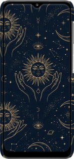 3D пластиковий матовий чехол Celestial Harmony: Sun & Moon Gold Mystic Pattern для Samsung Galaxy A32 A325F - 6778m-2204 изображение 