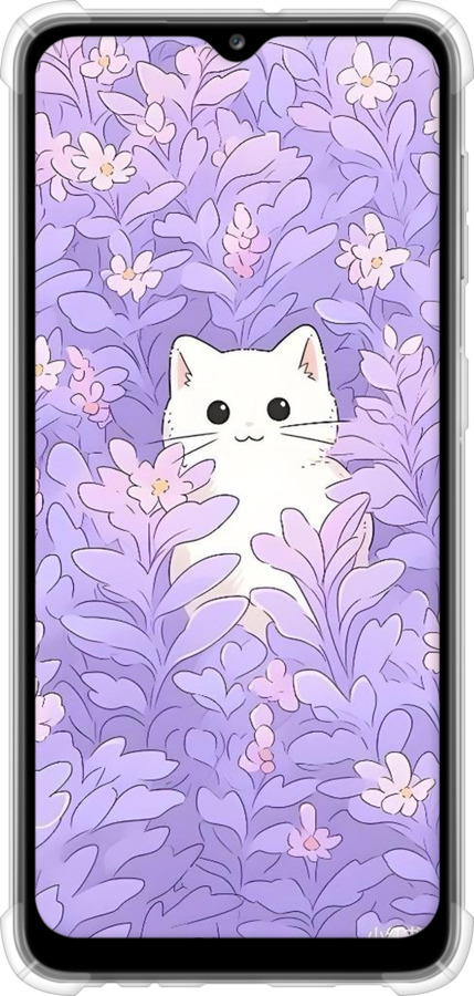 Силикон с усиленными углами чехол Котик в цветах для Samsung Galaxy A32 A325F - 6390sp-2204 изображение 