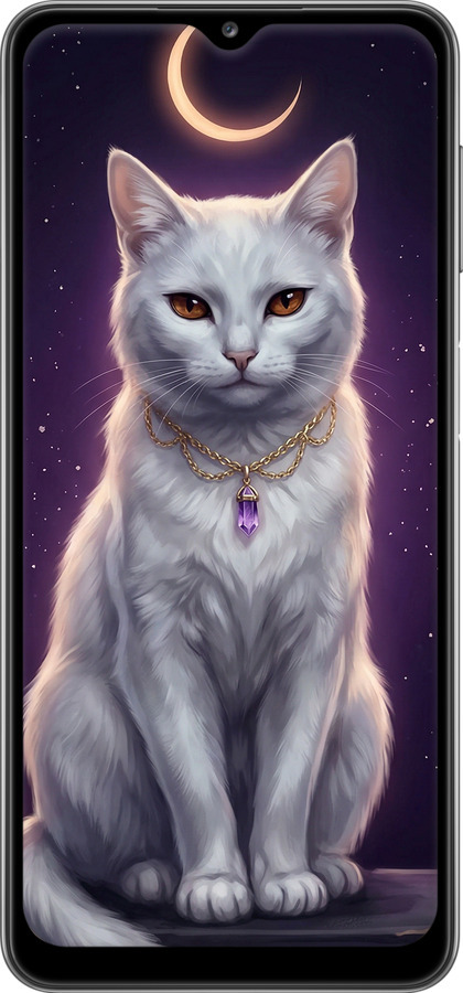 2D пластиковий чехол Mystic White Cat Gothic Dark Purple Gold для Samsung Galaxy A32 A325F - 6805t-2204 изображение 