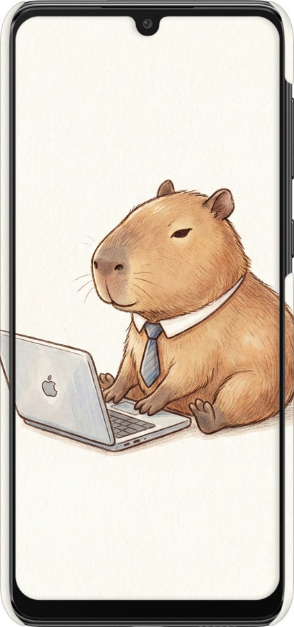 3D пластиковый матовый чехол Funny Capybara CEO Working для Samsung Galaxy A33 5G A336B - 6777m-2584 изображение 