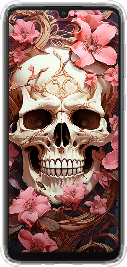 Силикон с усиленными углами чехол Череп в розовых цветах для Samsung Galaxy A33 5G A336B - 5965sp-2584 изображение 