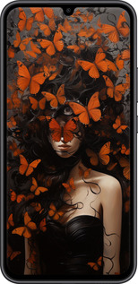 TPU чехол Девушка с оранжевыми бабочками для Samsung Galaxy A34 A346E - 5941b-2936 изображение 