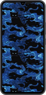 TPU чехол Візерунок чорних котів на блакитному фоні для Samsung Galaxy A34 A346E - 6525b-2936 изображение 