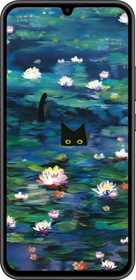 TPU чехол с изображением водяных лилий и кошек для Samsung Galaxy A34 A346E - 6257b-2936 изображение 