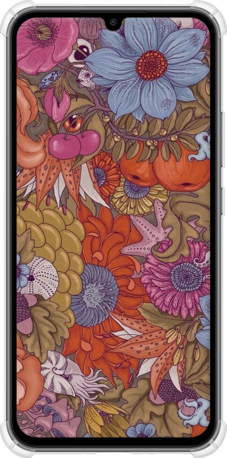 Силикон с усиленными углами чехол Абстрактные цветы для Samsung Galaxy A34 A346E - 6526sp-2936 изображение 