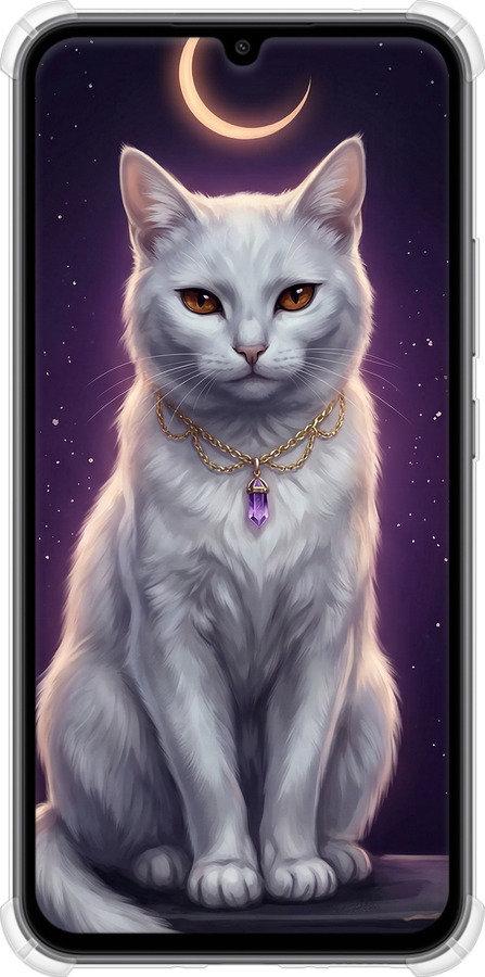 Силіконовий протиударний с посиленими кутами чехол Mystic White Cat Gothic Dark Purple Gold для Samsung Galaxy A34 A346E - 6805sp-2936 изображение 