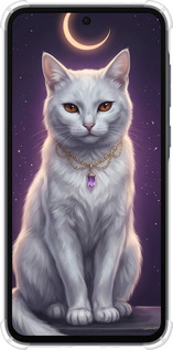 Силикон с усиленными углами чехол Mystic White Cat Gothic Dark Purple Gold для Samsung Galaxy A35 - 6805sp-3499 изображение 
