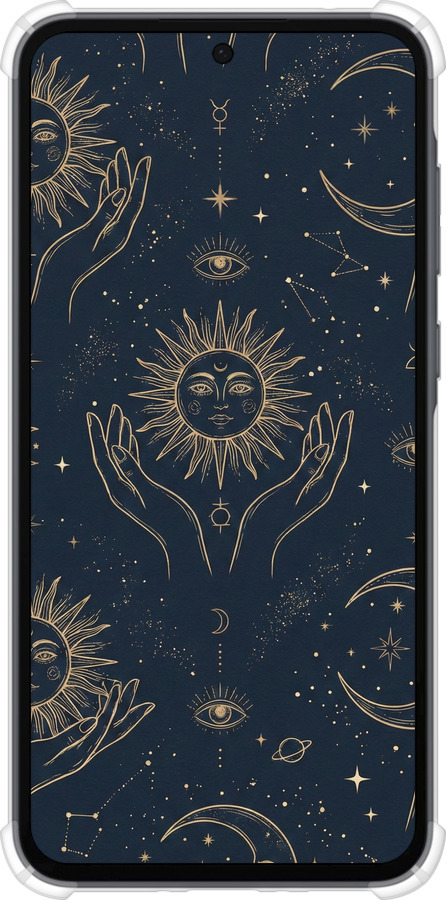 Силіконовий протиударний с посиленими кутами чехол Celestial Harmony: Sun & Moon Gold Mystic Pattern для Samsung Galaxy A35 - 6778sp-3499 изображение 