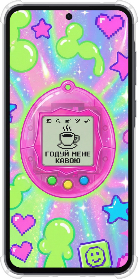 Силикон с усиленными углами чехол Y2K Aesthetic Retro Pet: Годуй мене кавою для Samsung Galaxy A35 - 6784sp-3499 изображение 