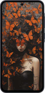 Силиконовый чехол Девушка с оранжевыми бабочками для Samsung Galaxy A35 - 5941u-3499 изображение 