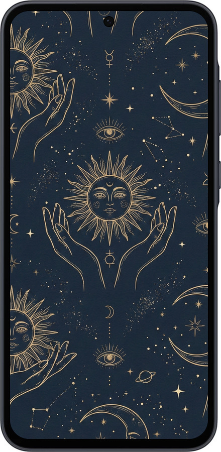 Силиконовый чехол Celestial Harmony: Sun & Moon Gold Mystic Pattern для Samsung Galaxy A35 - 6778u-3499 изображение 