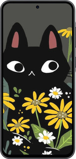 Силиконовый чехол Черный кот с цветами для Samsung Galaxy A36 - 6448u-3836 изображение 