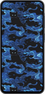 Силиконовый чехол Абстрактный узор черных котов на синем фоне для Samsung Galaxy A36 - 6525u-3836 изображение 