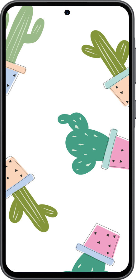 Силиконовый чехол Кактусы в горшочках для Samsung Galaxy A36 - 3968u-3836 изображение 