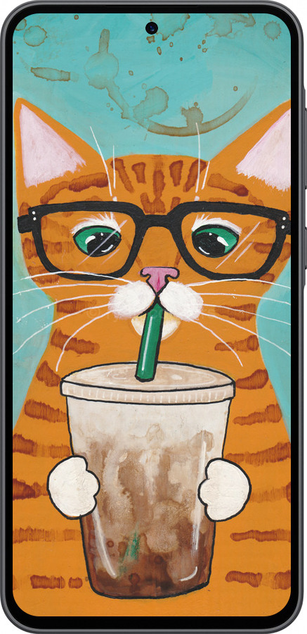 Силиконовый чехол Зеленоглазый кот в очках для Samsung Galaxy A36 - 4054u-3836 изображение 