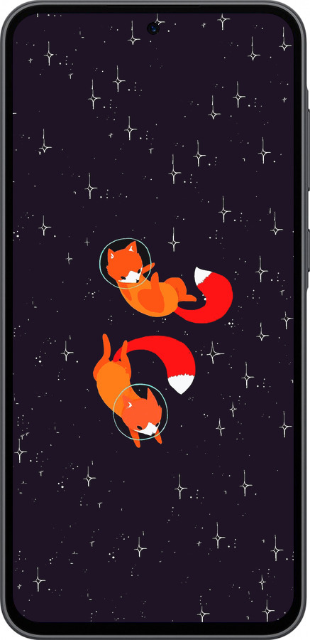 Силиконовый чехол Лисички в космосе для Samsung Galaxy A36 - 4519u-3836 изображение 