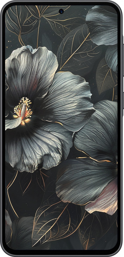 Силиконовый чехол Черные цветы для Samsung Galaxy A36 - 6031u-3836 изображение 