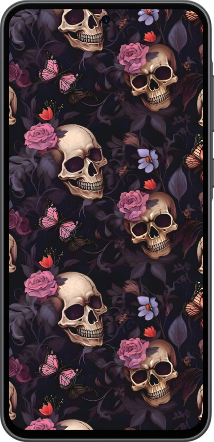 Силиконовый чехол Черепа и розы для Samsung Galaxy A36 - 6316u-3836 изображение 