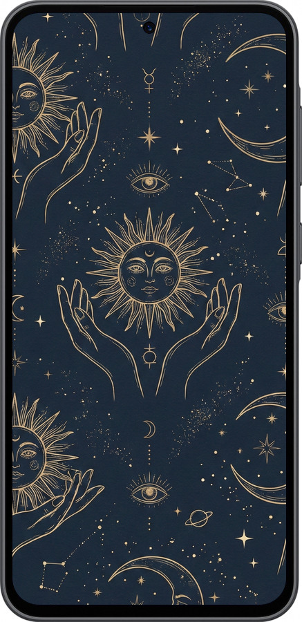 Силиконовый чехол Celestial Harmony: Sun & Moon Gold Mystic Pattern для Samsung Galaxy A36 - 6778u-3836 изображение 