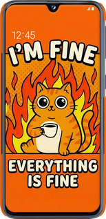 3D пластиковый матовый чехол Funny Cat для Samsung Galaxy A40 2019 A405F - 6786m-1672 изображение 