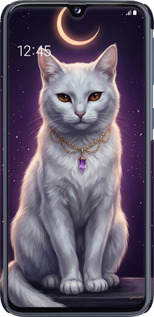 3D пластиковый матовый чехол Mystic White Cat Gothic Dark Purple Gold для Samsung Galaxy A40 2019 A405F - 6805m-1672 изображение 