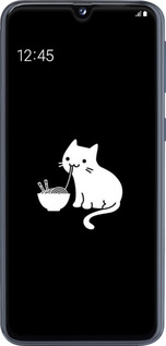 2D пластиковый чехол С милым котом на черном фоне для Samsung Galaxy A40 2019 A405F - 6528t-1672 изображение 