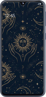 2D пластиковий чехол Celestial Harmony: Sun & Moon Gold Mystic Pattern для Samsung Galaxy A40 2019 A405F - 6778t-1672 изображение 