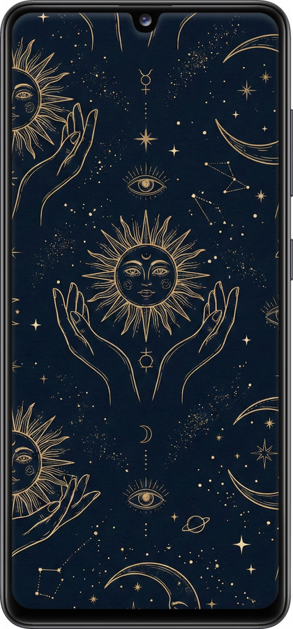 2D пластиковий чехол Celestial Harmony: Sun & Moon Gold Mystic Pattern для Samsung Galaxy A41 A415F - 6778t-1886 изображение 