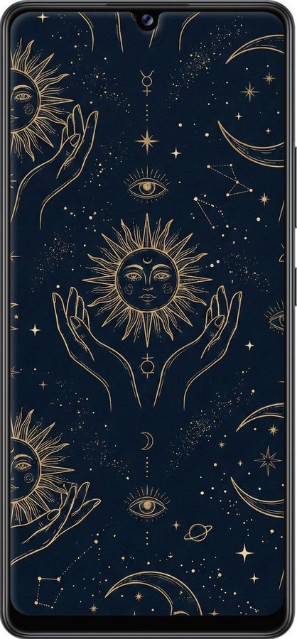 TPU чехол Celestial Harmony: Sun & Moon Gold Mystic Pattern для Samsung Galaxy A42 A426B - 6778b-2098 изображение 