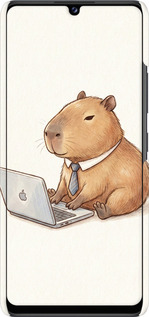 3D пластиковий матовий чехол Funny Capybara CEO Working для Samsung Galaxy A42 A426B - 6777m-2098 изображение 