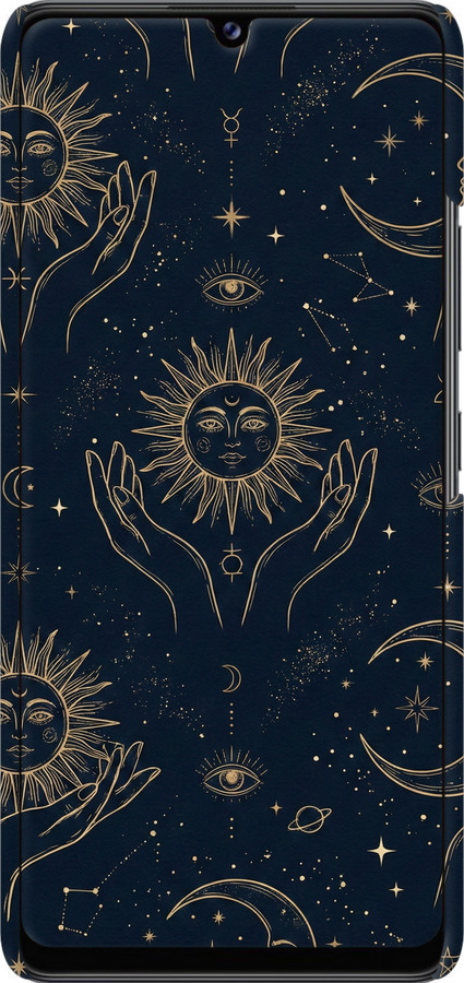 3D пластиковий матовий чехол Celestial Harmony: Sun & Moon Gold Mystic Pattern для Samsung Galaxy A42 A426B - 6778m-2098 изображение 
