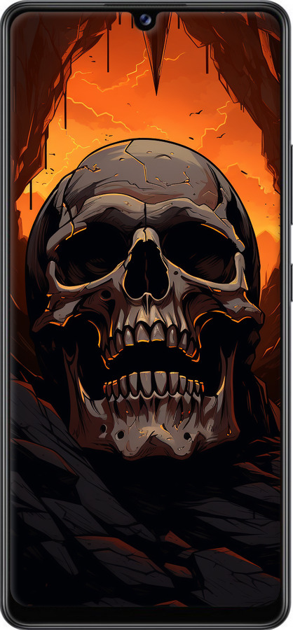 Силиконовый чехол Череп в пещере для Samsung Galaxy A42 A426B - 5959u-2098 изображение 