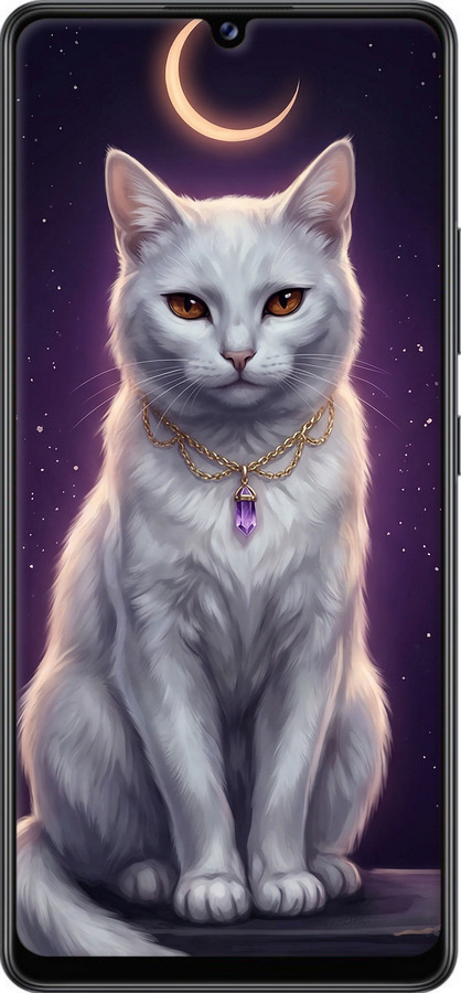 2D пластиковый чехол Mystic White Cat Gothic Dark Purple Gold для Samsung Galaxy A42 A426B - 6805t-2098 изображение 