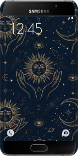 3D пластиковый глянцевый чехол Celestial Harmony: Sun & Moon Gold Mystic Pattern для Samsung Galaxy A5 (2016) A510F - 6778c-158 изображение 