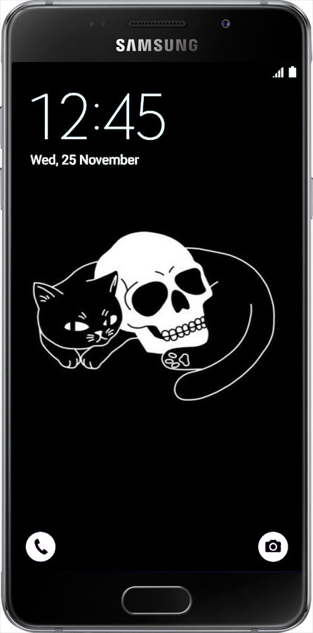 Силиконовый чехол С изображением кота и черепа для Samsung Galaxy A5 (2016) A510F - 6491u-158 изображение 