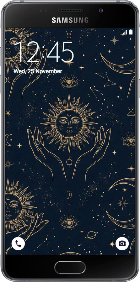 Силиконовый чехол Celestial Harmony: Sun & Moon Gold Mystic Pattern для Samsung Galaxy A5 (2016) A510F - 6778u-158 изображение 