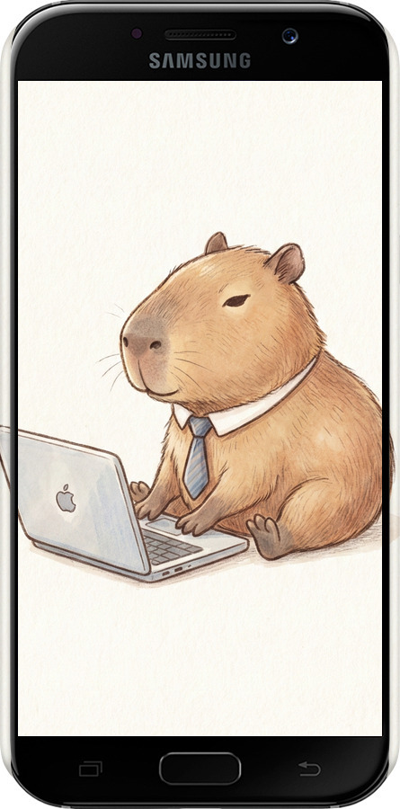 3D пластиковый глянцевый чехол Funny Capybara CEO Working для Samsung Galaxy A5 (2017) - 6777c-444 изображение 