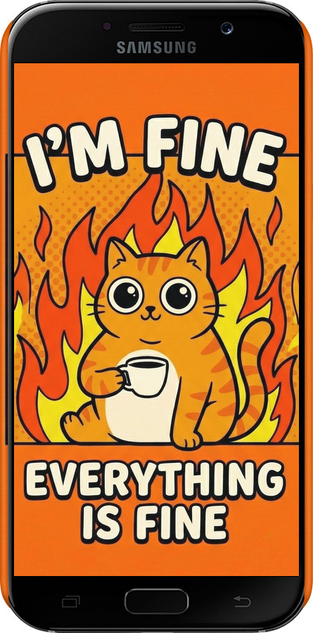 3D пластиковий глянцевий чехол Funny Cat для Samsung Galaxy A5 (2017) - 6786c-444 изображение 