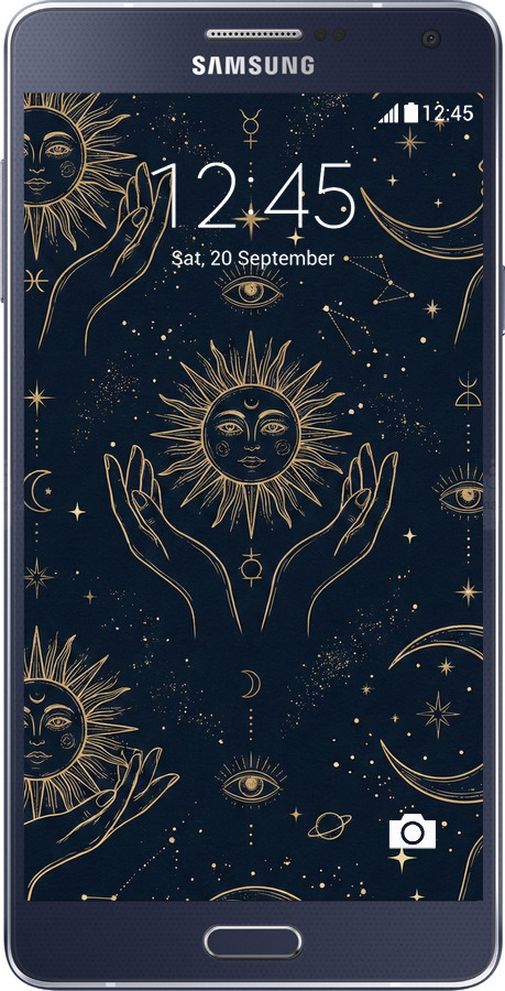 Силиконовый чехол Celestial Harmony: Sun & Moon Gold Mystic Pattern для Samsung Galaxy A5 A500H - 6778u-73 изображение 
