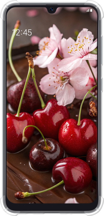 Силикон с усиленными углами чехол Вишня в шоколаде для Samsung Galaxy A50 2019 A505F - 6698sp-1668 изображение 