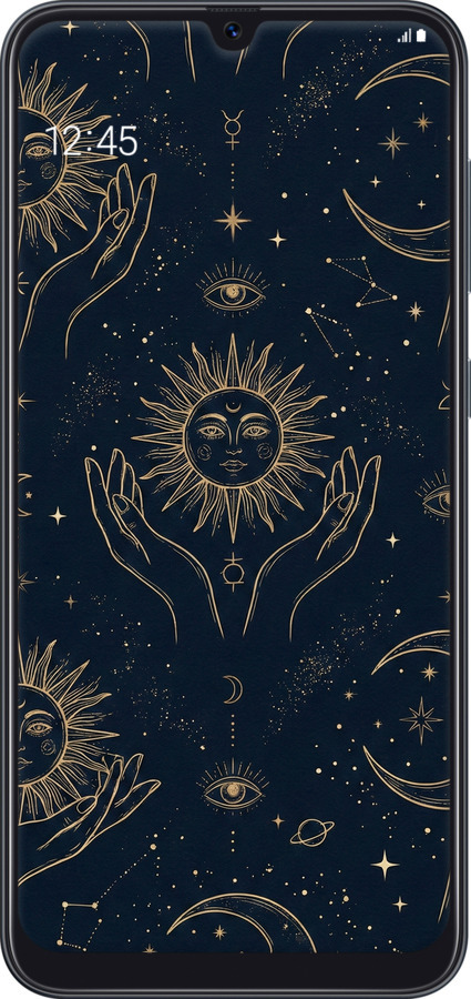 Силиконовый чехол Celestial Harmony: Sun & Moon Gold Mystic Pattern для Samsung Galaxy A50 2019 A505F - 6778u-1668 изображение 