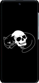 3D пластиковый матовый чехол С изображением кота и черепа для Samsung Galaxy A51 2020 A515F - 6491m-1827 изображение 